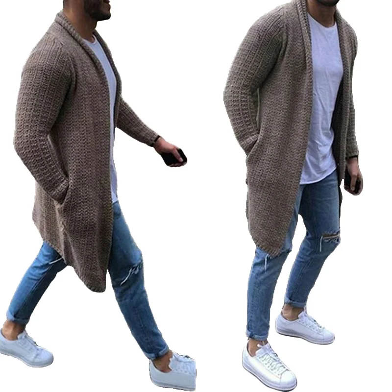 Осенние мужские пальто кардиган с длинными рукавами Повседневный свитер