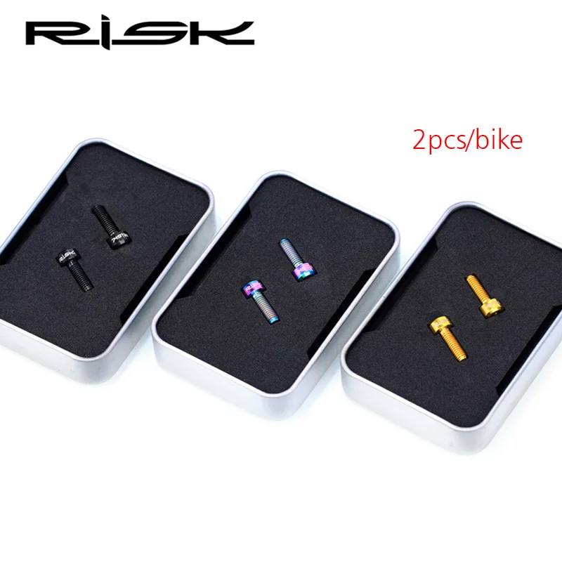 RISK 2 шт./лот, M5* 14 мм, титановый сплав, велосипедные болты, MTB горный велосипед, Сверхлегкий тормоз, фиксированная ручка, болты, велосипедные винты M5x14mm