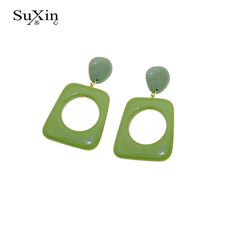 Серьги SuXin 2020 новые темпераментные квадратные серьги для женщин длинные стильные