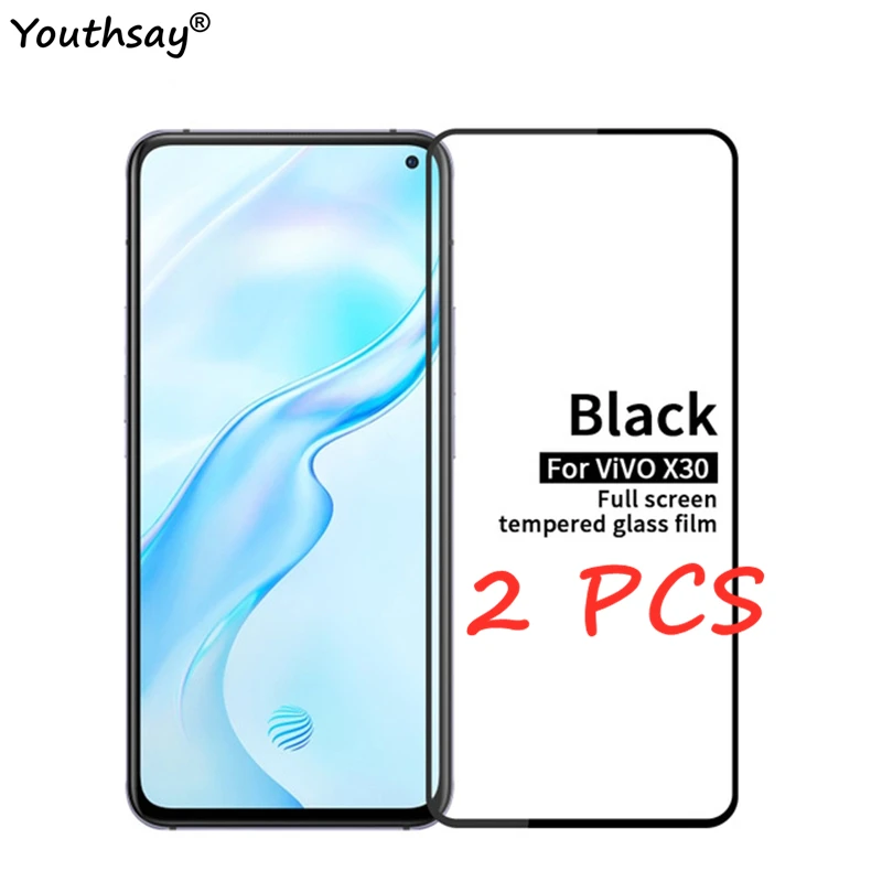 2 uds para Vivo X30 Protector de pantalla de vidrio pegamento pel&iacute;cula protectora completa para Vivo X30 vidrio templado para Vivo X30 vidrio-0