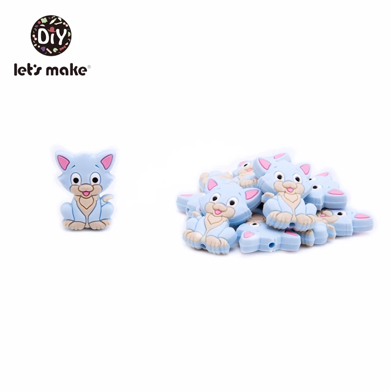 candy blue cat Силиконовые Бусины, 3 шт, животные, Мультяшные формы, BPA бесплатно, силиконовые бусины для детей, качество еды, Прорезыватель для зубов, крошечные стержни, Детские Прорезыватели - Цвет: candy blue cat