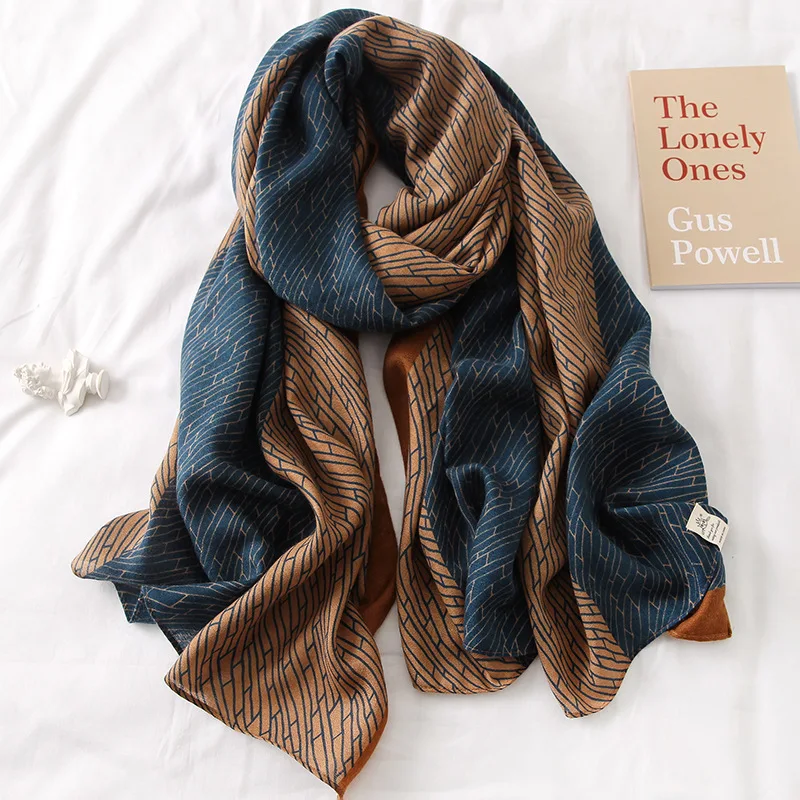 

2021 new style pure cotton scarf scarf luxury brand letter headband cashmere warmth ladies shawl kerchief warm
