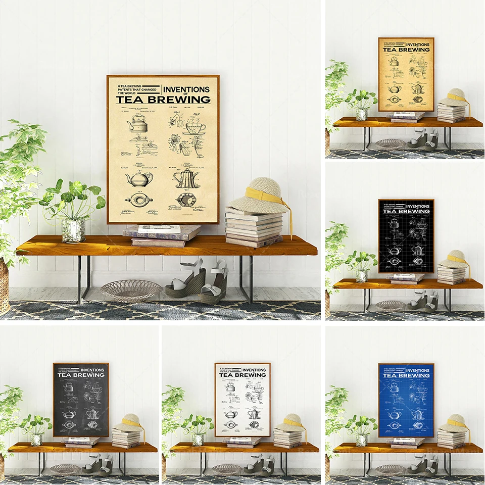 Kitchen decoration, kitchen tea pot, coffee machine patented invention brewing decoration poster
