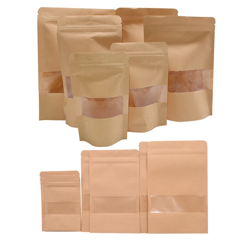 

10pcs small gift bags paper kraft paper candies bags with Zip Lock Wedding Birthday Party Kids Favors Cookies Packing Supplies