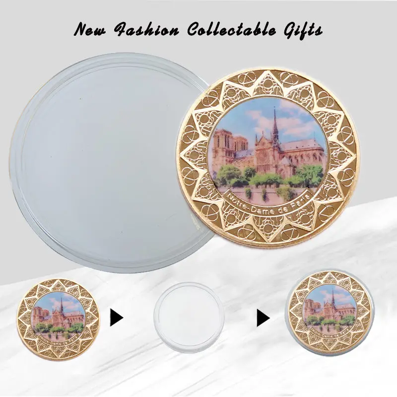 Франция Нотр-Дам де Пари золотые коллекционные монеты с монетницей вызов