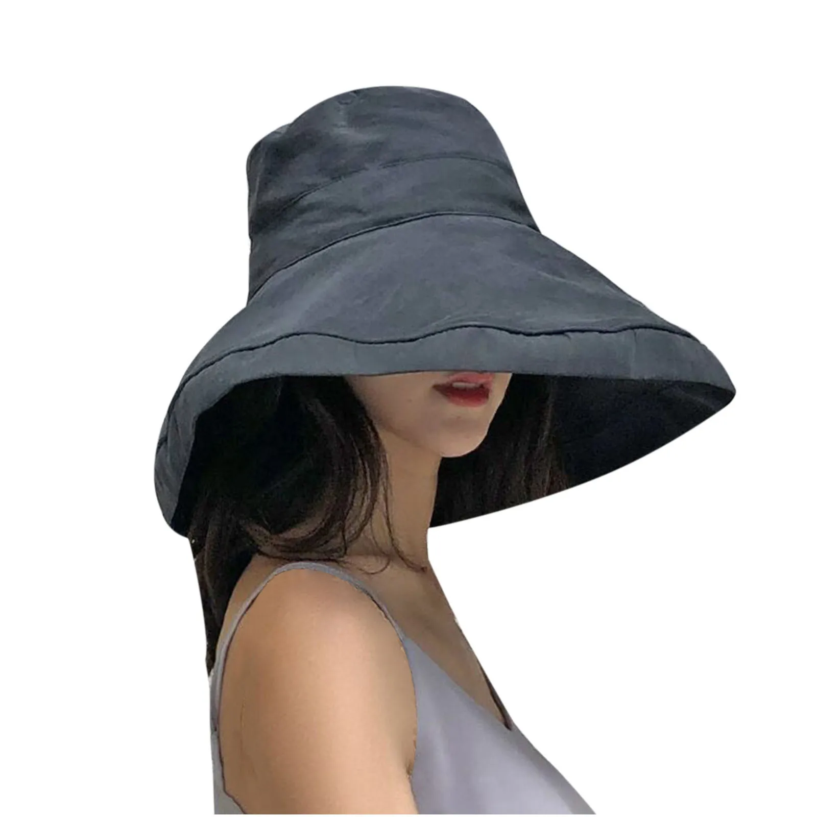 

Fashion Summer Big Brim Sun Hat For Female Seaside Sun Protection UV Cap Japanese Wild Fisherman Hat Korean Version