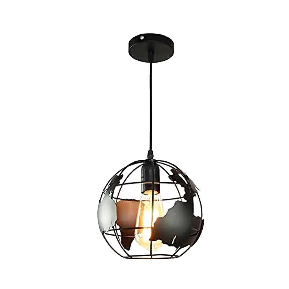 

Modern Nordic Pendant Lights Black Iron Retro Spherical Loft Cage Pyramid Pendant Lamp Kitchen Office Industrial Hanging Lamps