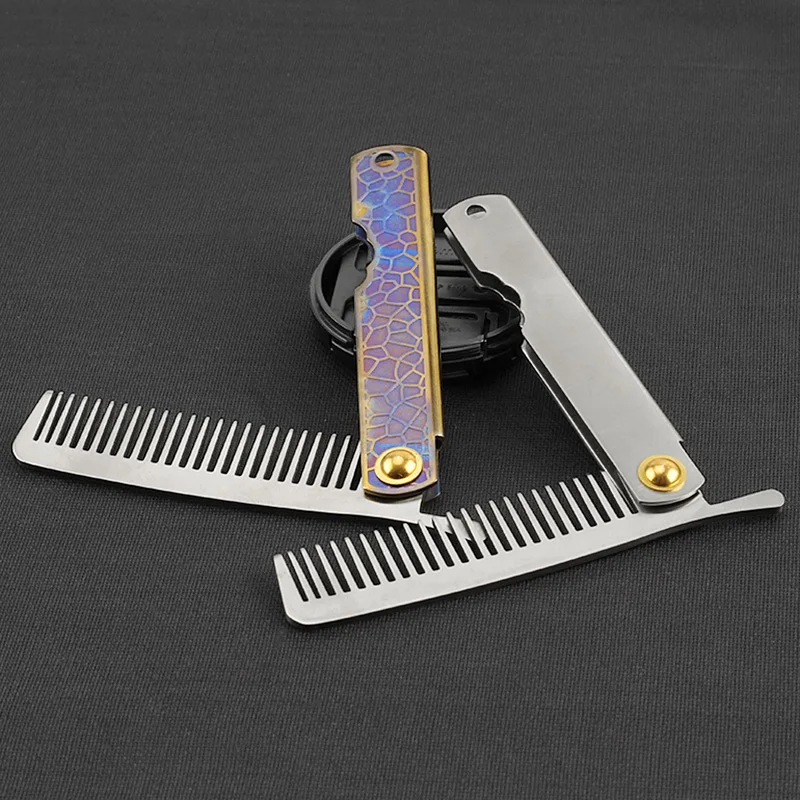 1 шт складной расчески для бороды Титан гребень из сплава не ржавеет и анти