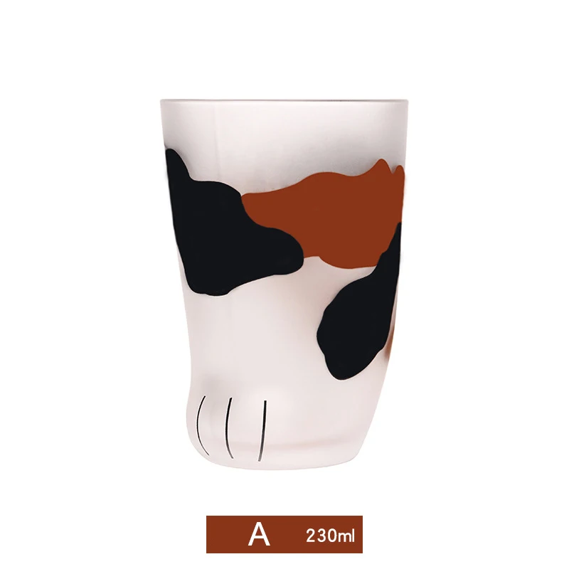 230ml A Кошачий коготь, матовая стеклянная чашка, молочная кружка, тигровая кожа, узор, кофейная чашка, подарок, SDF-SHIP - Цвет: 230ml A