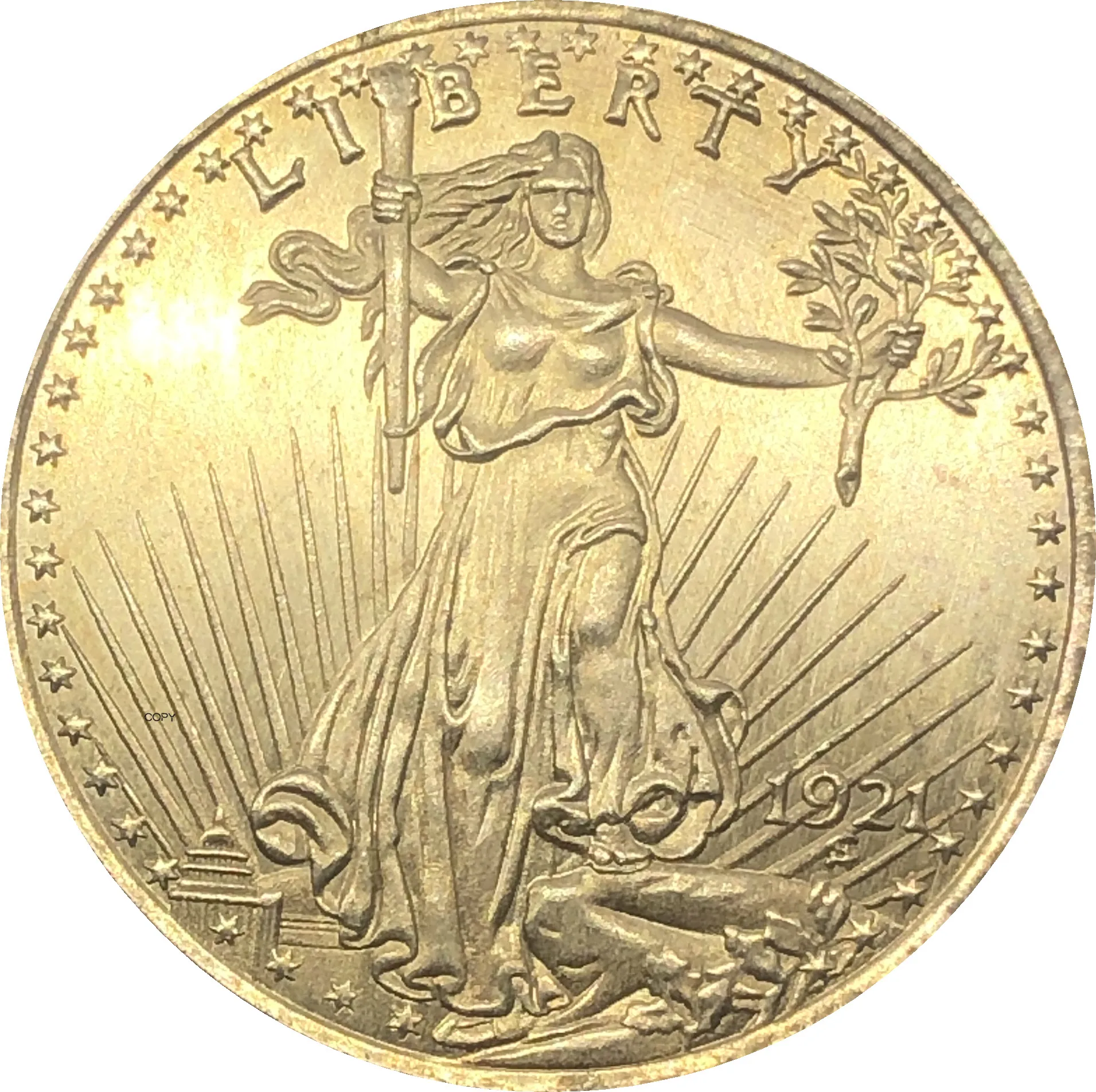 

США Liberty 1921 двадцать 20 долларов Saint Gaudens Double Eagle с девизом в Боге, мы доверяем золотым копировальным монетам
