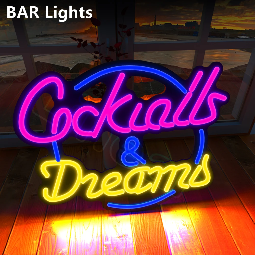 Cocktail Dream Real Glass Tube Neon Light Sign Neon Lamp Board Commercial Lighting Tavern Beer Bar Pub Decoration