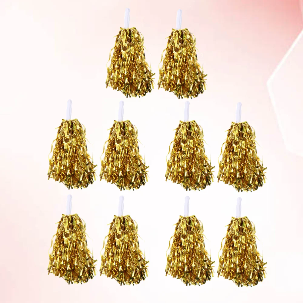 

10 Pcs 25g Cheering Balls Squad Spirited Fun Cheerleading Kit Cheer Poms Cheerleaders Supples with Handle for Competitio