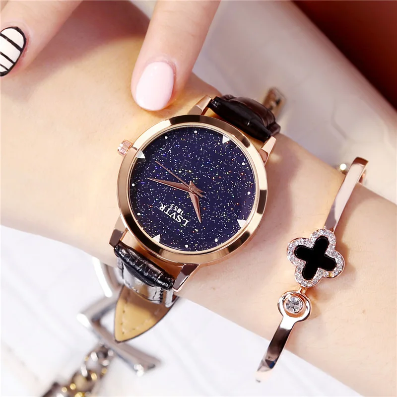 Роскошные женские часы звездного неба элегантные блестящие Кварцевые с