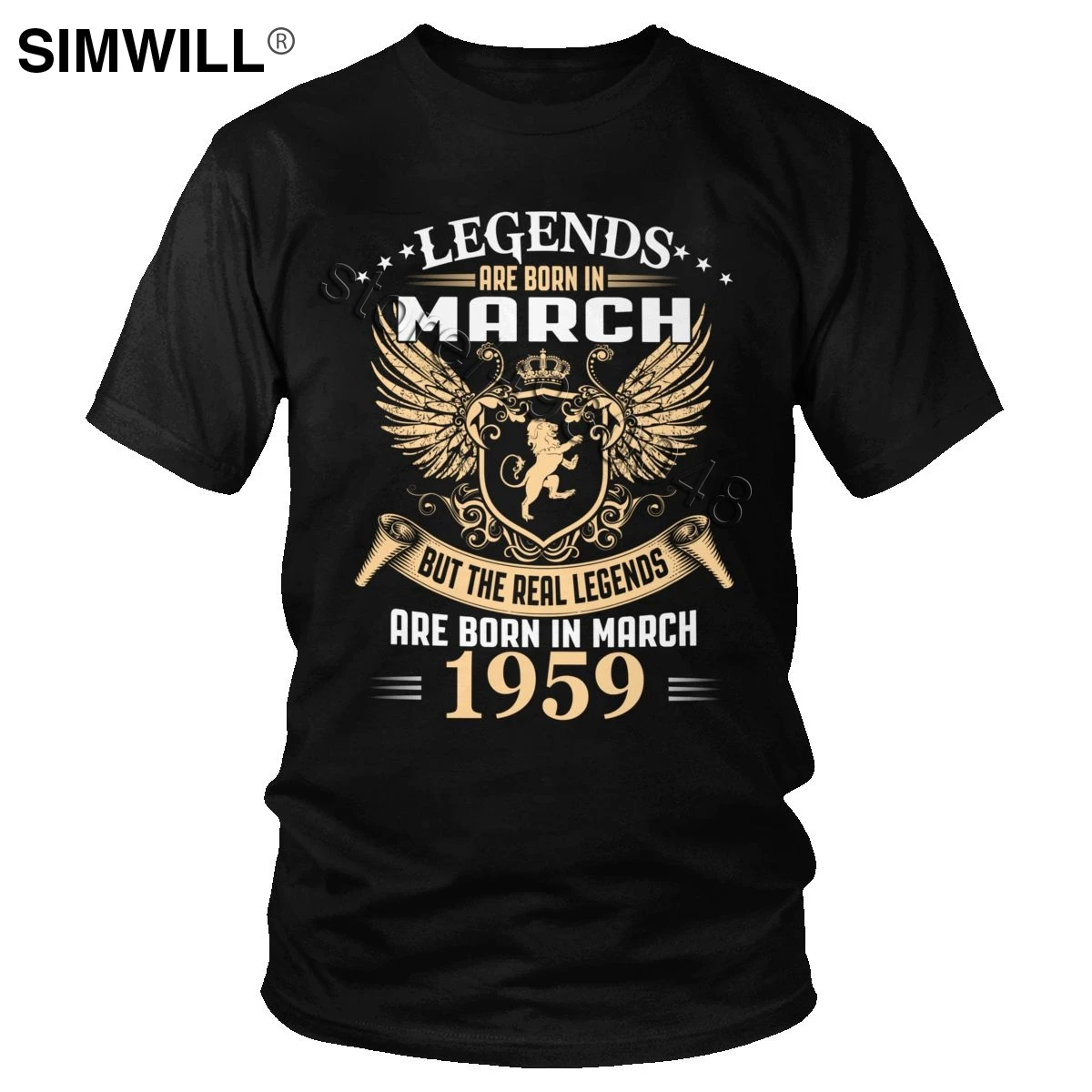 

Legends Are Born In March 1959 T-Shirt Men Short Sleeve Cotton T-shirts Round Neck 61 Years Birthday Gift Tshirt Designer Tee