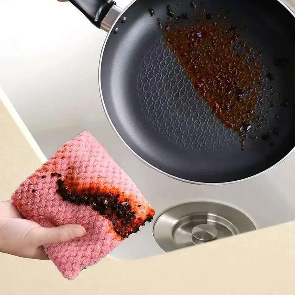 

1pc Kitchen Anti Grease Wiping Rags Efficient Super Absorbent Microfiber Cleaning Cloth Home Washing Dish Kitchen Cleaning Towel