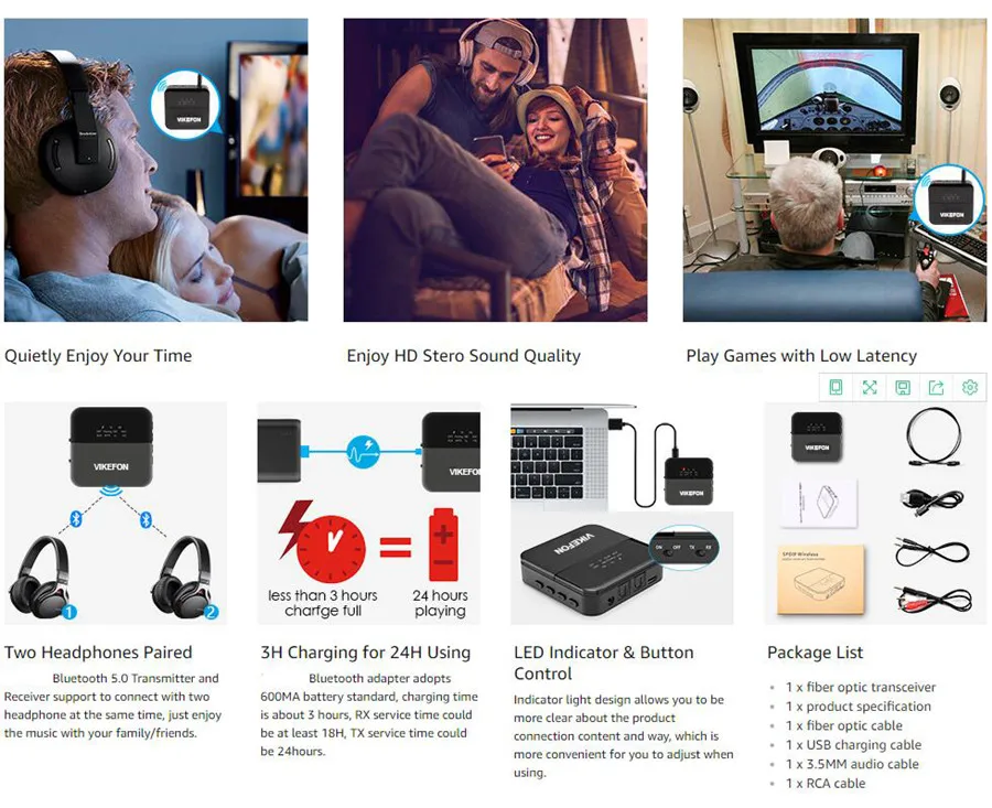 

Bluetooth 5.0 Audio Transmitter Receiver AptX HD LL Low Latency CSR8675 Wireless Adapter RCA SPDIF 3.5mm Aux Jack for TV PC Car