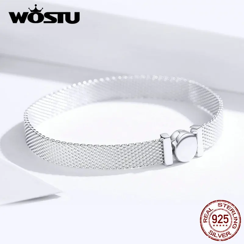 WOSTU дизайн подлинный 925 пробы Серебряный платиновый браслет подходит дизайн бусины для женщин модные ювелирные изделия DXX110