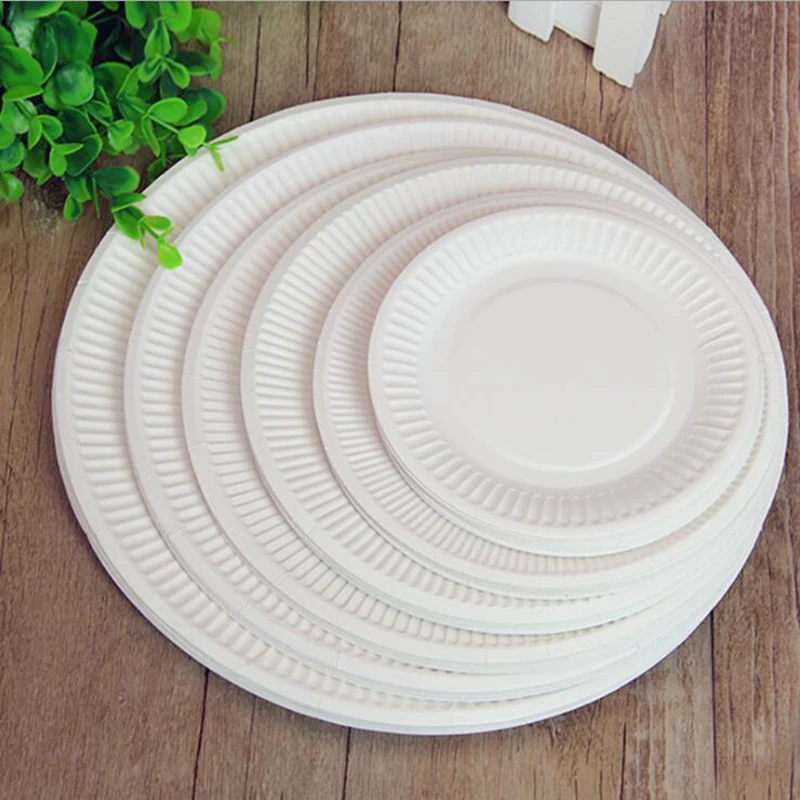Одноразовая белая бумажная тарелка 5-10 дюймов для торта на день рождения