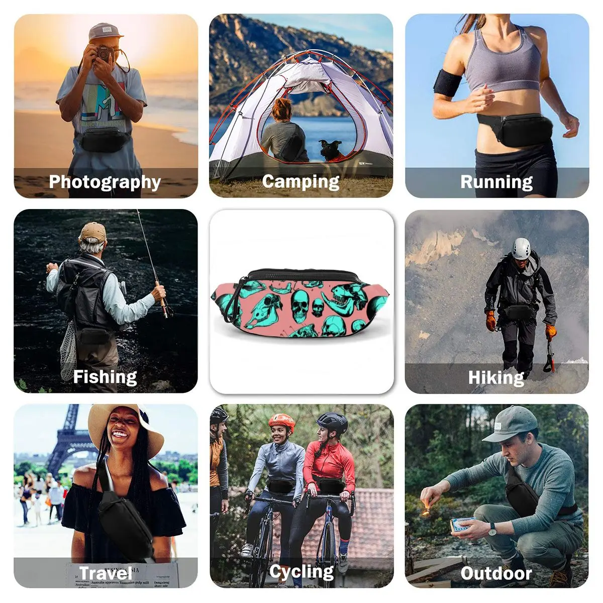 

Pop Art Waist Bag Polyester Picture Waist Pack Teenagers Hiking Bag