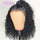 Abijale вьющиеся Синтетические волосы на кружеве человеческих волос парики с детскими волосами бразильский Волосы Remy парики для черный Для женщин 150% Плотность