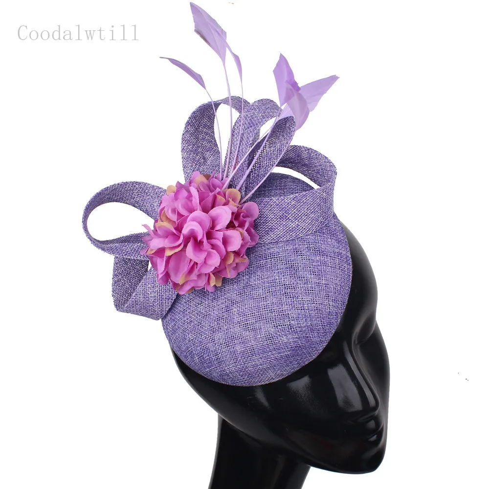 

Wedding Fashion Veil Top Fascinator Flower Hat Women Party Tea Fedora Cap Cocktail Race Headwear Hadband Feather Headpiece