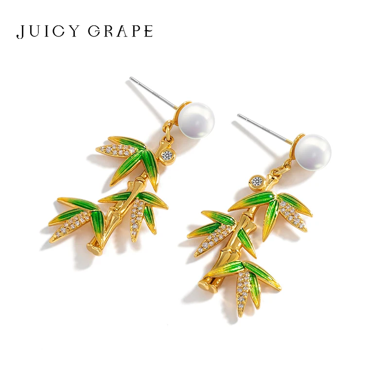 

Juicy Grape Hand-Made Enamel Glaze Bamboo Earrings Women Original Design Luxury Stud Earrings