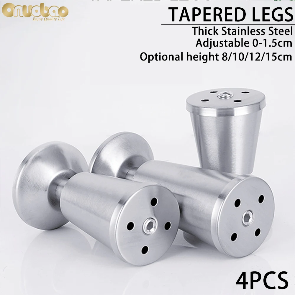 

[Onuobao] 4PCS Stainless Steel Cup Shaped Furniture Feet TV bathroom cabinet Adjustable raised sofa legs