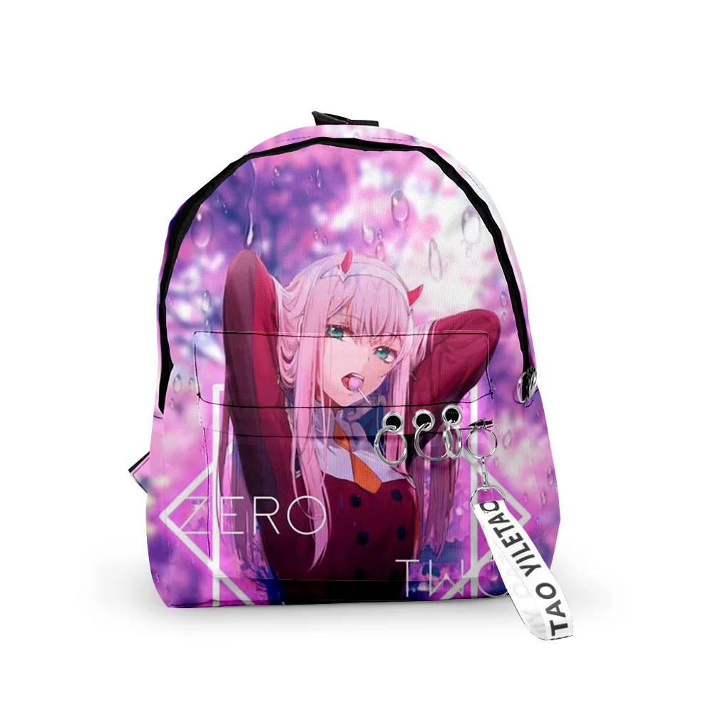 

2021 Zero 2 DARLING in the FRANXX 3D Printing Hip hop Women Backpack Oxford hanging buckle Girl Child School bag Travel Backpack
