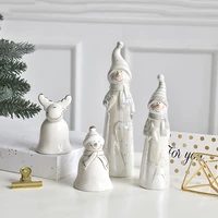 nordic home decor cartoon ceramic figurine christmas decoration statue room indoor tabletop ornaments christmas gifts hand bell