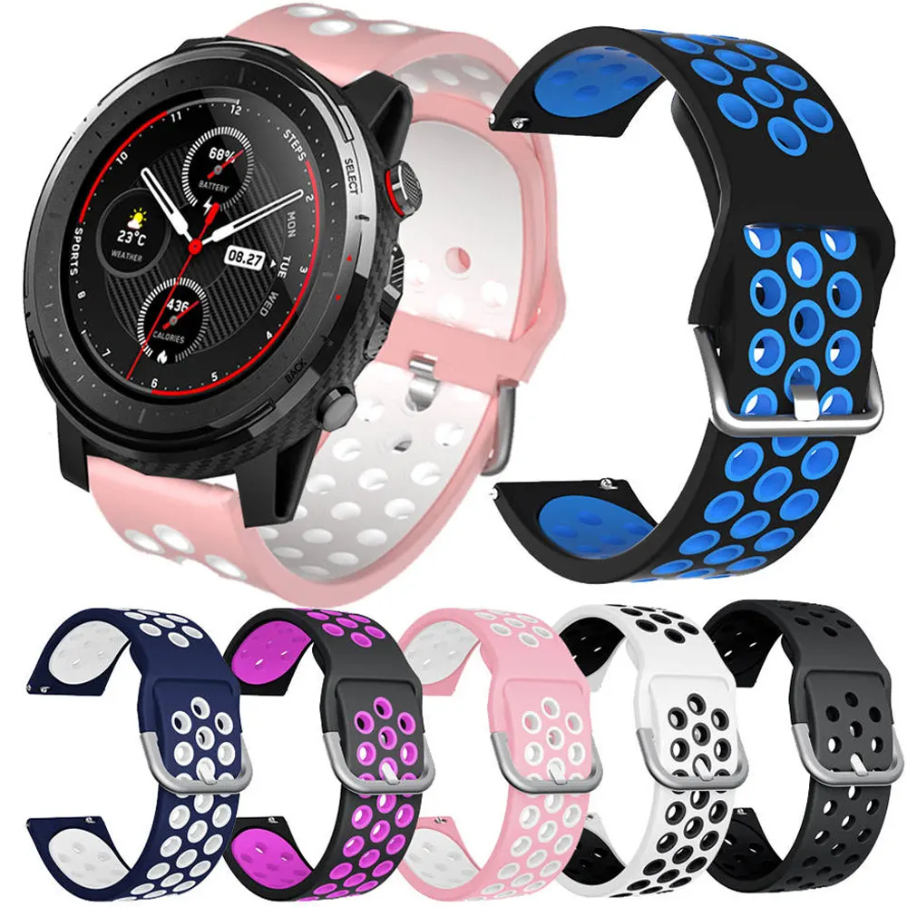 

Ремешок силиконовый для смарт-часов Xiaomi Huami Amazfit Stratos 3/2/2S, спортивный браслет для Amazfit GTS 2e, 20 мм 22 мм