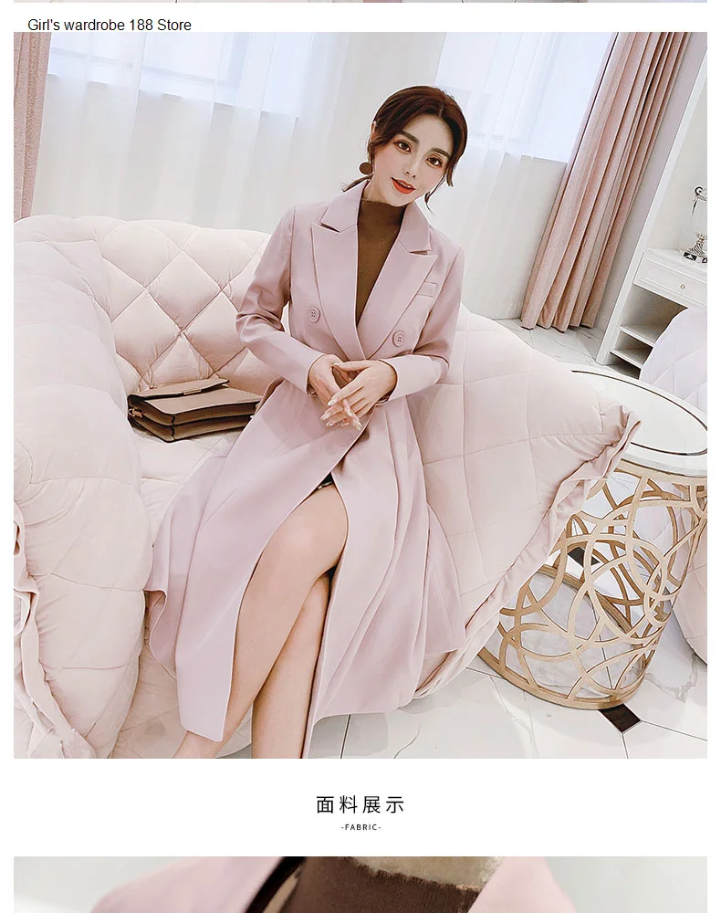 

Женская ветровка средней длины, розовая элегантная ветровка в стиле ретро, весна-осень 2020