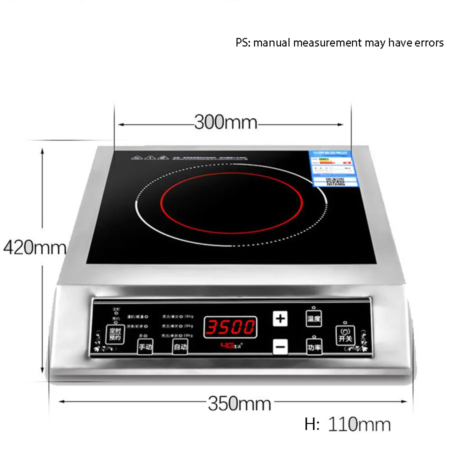 Высокомощная электромагнитная печь 3500 Вт коммерческая индукционная плита