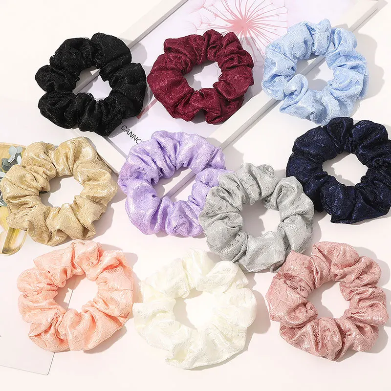 

2021 New Lace Satin Scrunchies for Women Elastic Hair Bands Girls Headwear Ponytail Holder Hair Ties rope Hair accessories