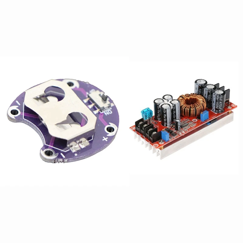 

1 Pcs Lilypad Coin Cell Battery Holder CR2032 Battery Mount Module & 1 Pcs 1200W DC Converter Boost Power Supply Module