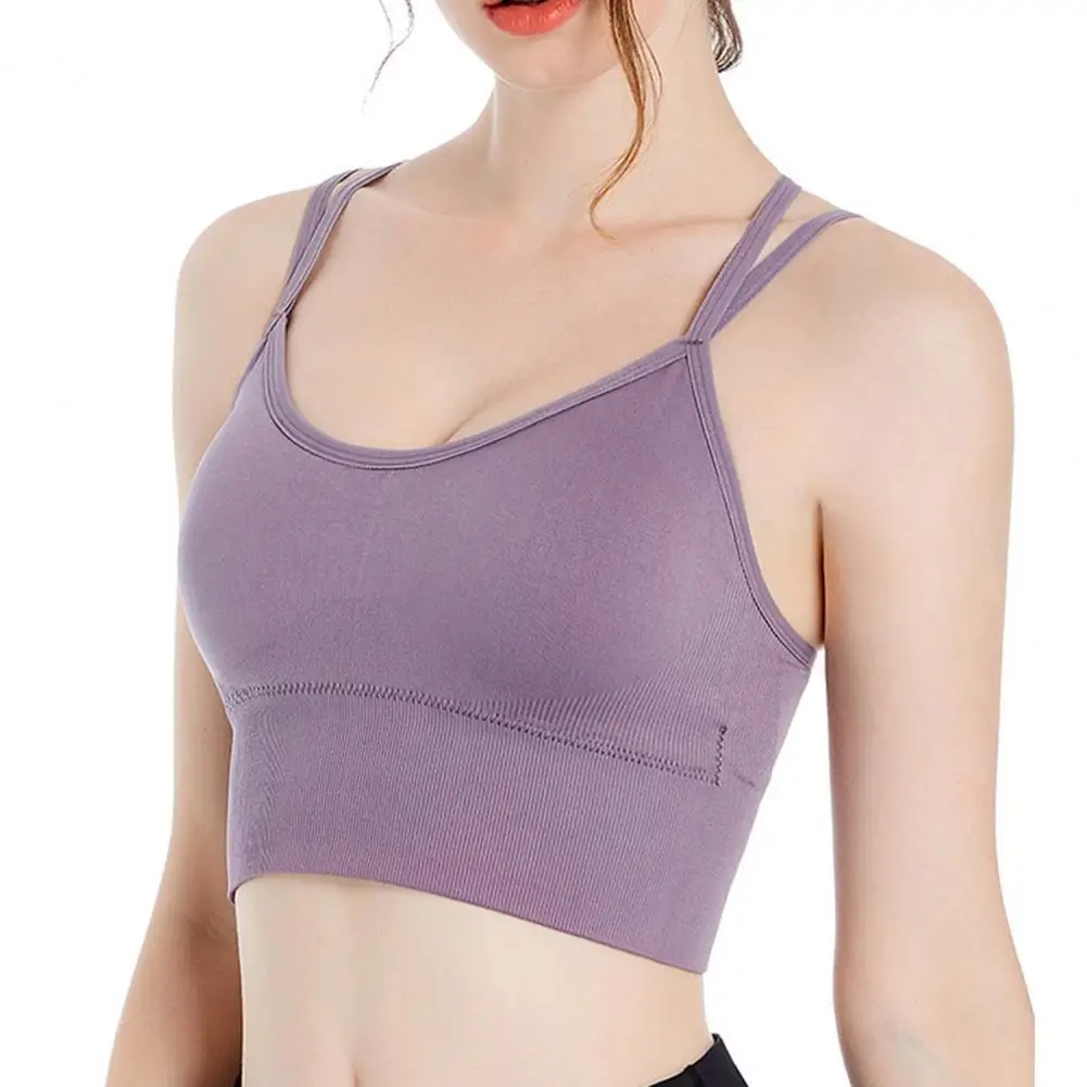 

Stylish Women Bra Padded Push Up Cross Straps Solid Color Brassiere Bralette for Yoga Seamless Bra Womens Underwear