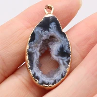 wholesale fashion black agate natural pendant semi precious stone phnom penh charms for jewelry making diy necklace accessories