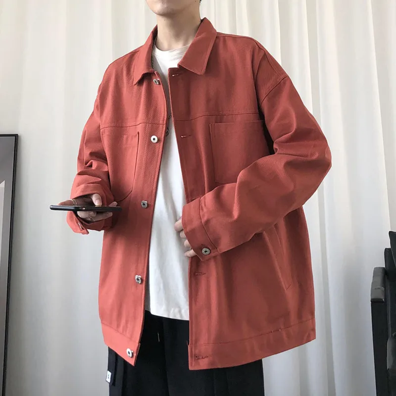 

Autumn Cotton Casual Jacket Men's Fashion Solid Color Tooling Jackets Mens Streetwear Wild Loose Hip-hop Bomber Jacket Men M-2XL