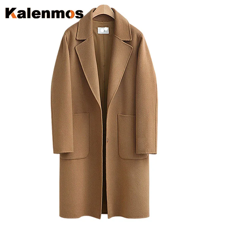 Большие размеры плотное длинное зимнее пальто для женщин отложной воротник