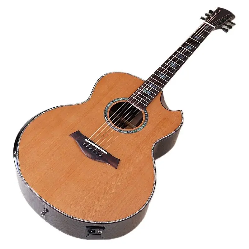 hohe qualität voll shell bindung akustische elektrische gitarre red cedar massivholz top palisander zurück seite 40 inch folk gitarre mit