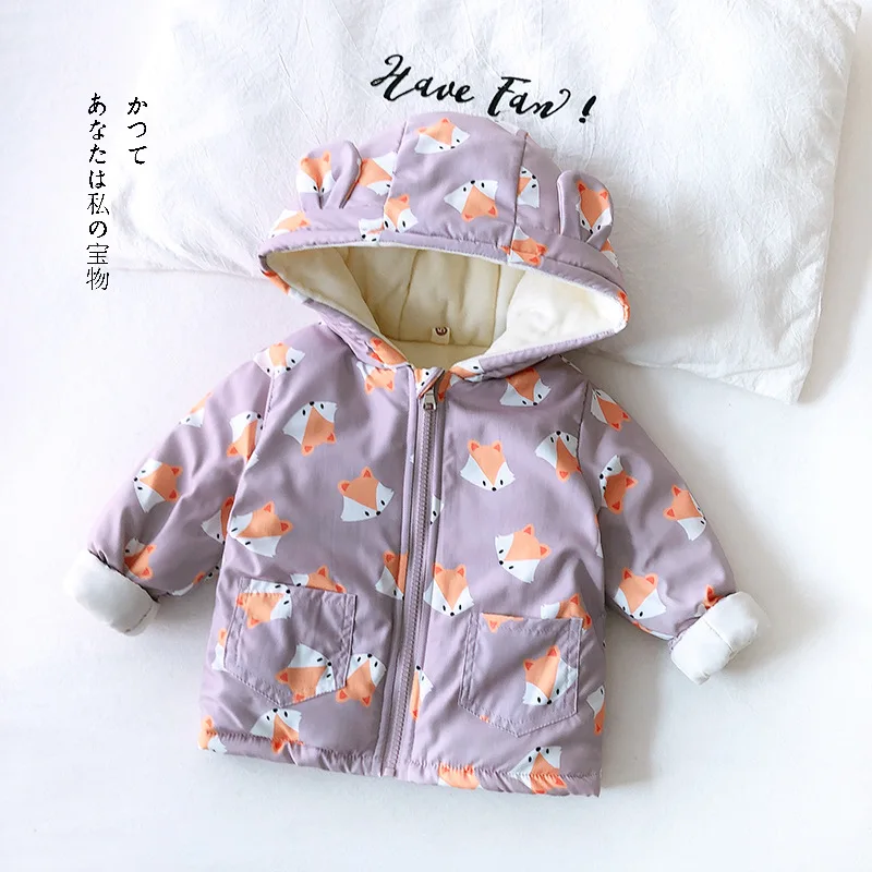 Одежда для детей 1-4 лет; куртка; Новинка года; сезон осень-зима; модная теплая верхняя одежда с капюшоном для маленьких девочек; куртка; пальто; Рождество - Цвет: Небесно-голубой