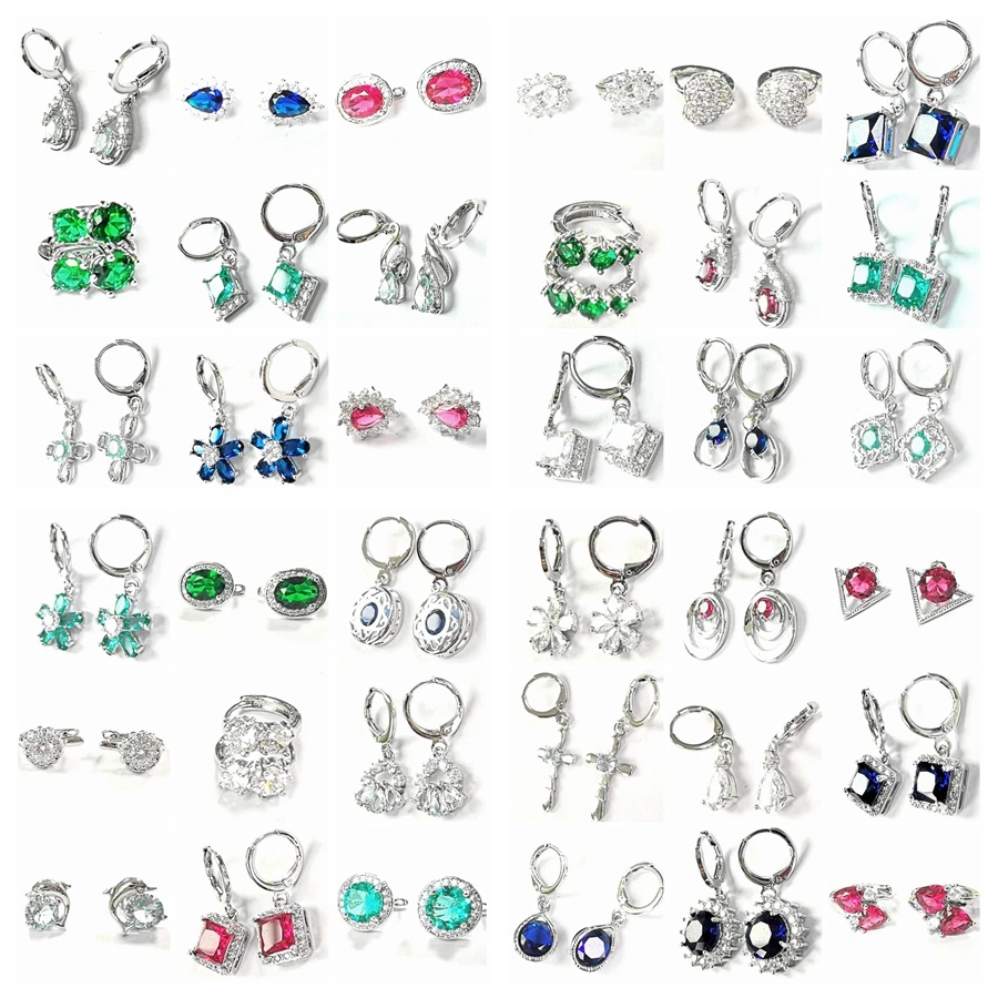 

30 Pairs/Set Different Styles Earrings Wholesale Wedding Earrings for Women White Gold Earings Fashion Jewelry 2021