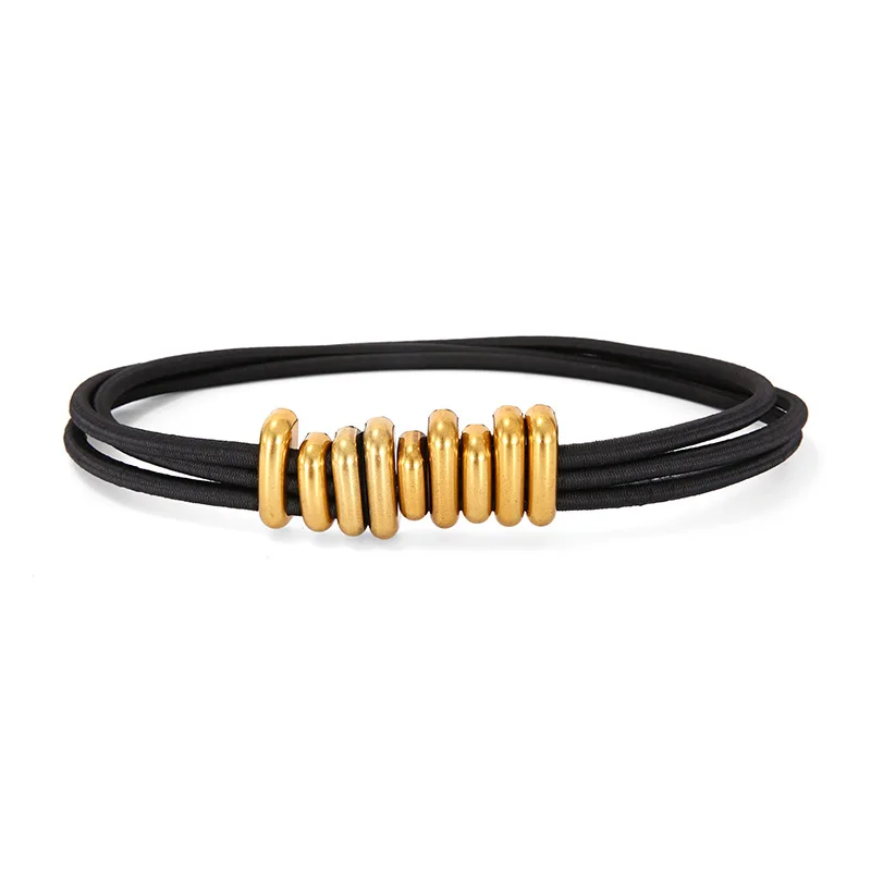 

Women Punk Chain Belt Adjustable Black Double/Single Eyelet Grommet Metal Buckle Leather Waistband For Jeans Slimming Body Belts