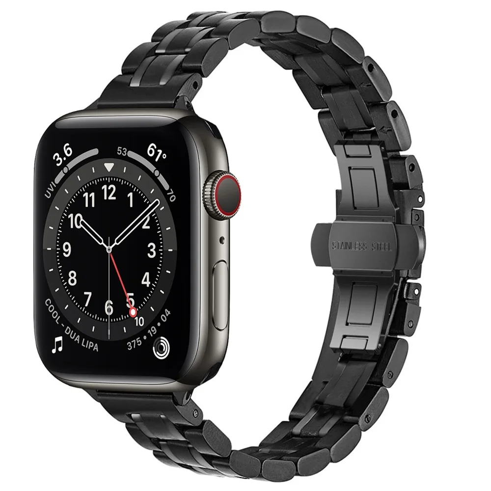 

Ремешок из нержавеющей стали для Apple Watch 6 SE Band, тонкий металлический браслет для iWatch SE Series 6/5/4/3/2/1, 40 мм 44 мм