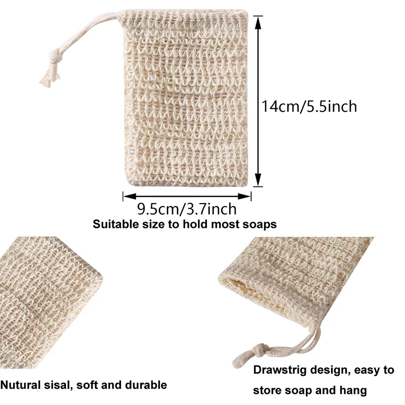 

Hot Shower Bath Ramie Soap Bag Natural Ramie Soap Bag Exfoliating Soap Saver Pouch Holder 60Pcs