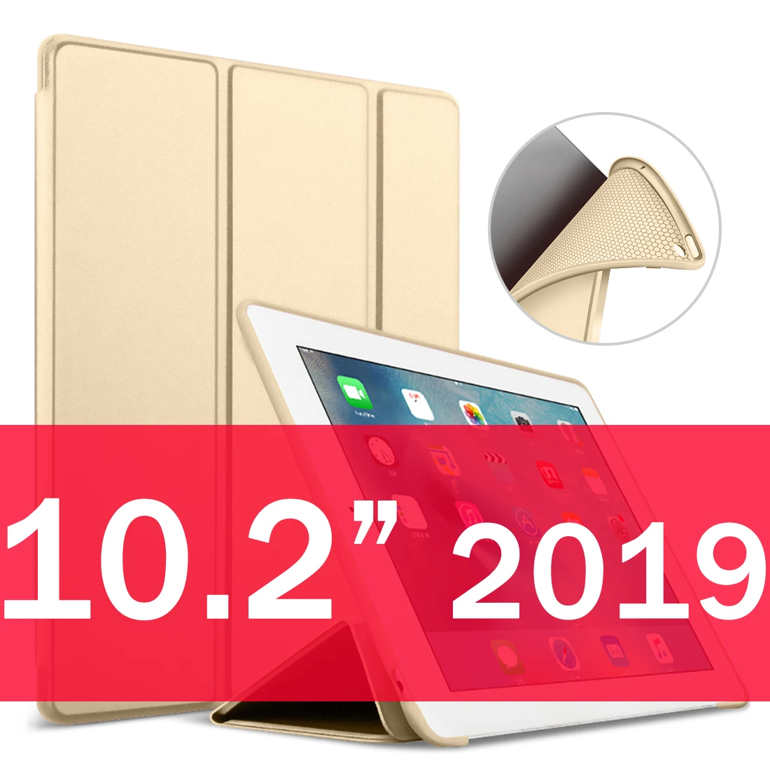 10.2 Gold Для iPad Air 2 Air 1 чехол 9,7 Funda силиконовый мягкий задний из искусственной кожи умный чехол для iPad 6го поколения Чехол 10," - Цвет: 10.2 Gold
