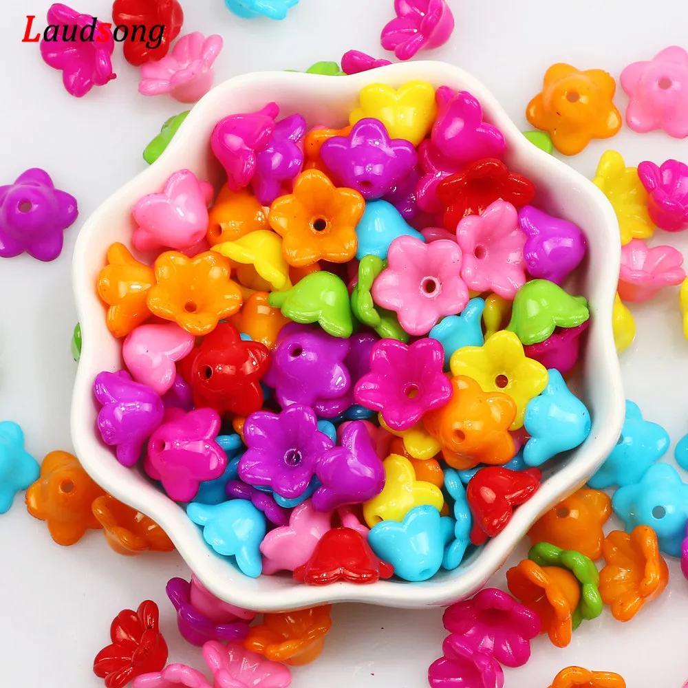 50Pcs 12mm Mixed Color Morning Glory Acrylic Flower Spacer Beads For Jewelry Making Necklace Bracelet DIY Accessories | Украшения и