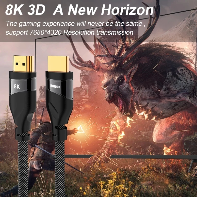 Высокоскоростной кабель HD 48 Гбит/с 8K @ 60 Гц 4K 120 HDMI-совместимый 2 1 с плетеным шнуром
