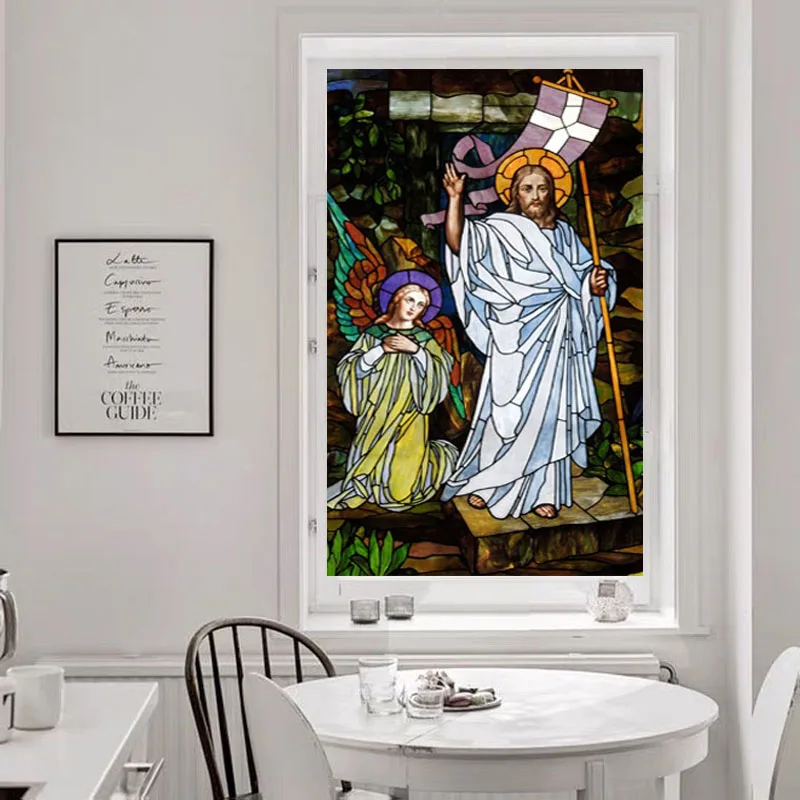 Декоративная самоклеящаяся/Статическая липкая витражная пленка для окон в