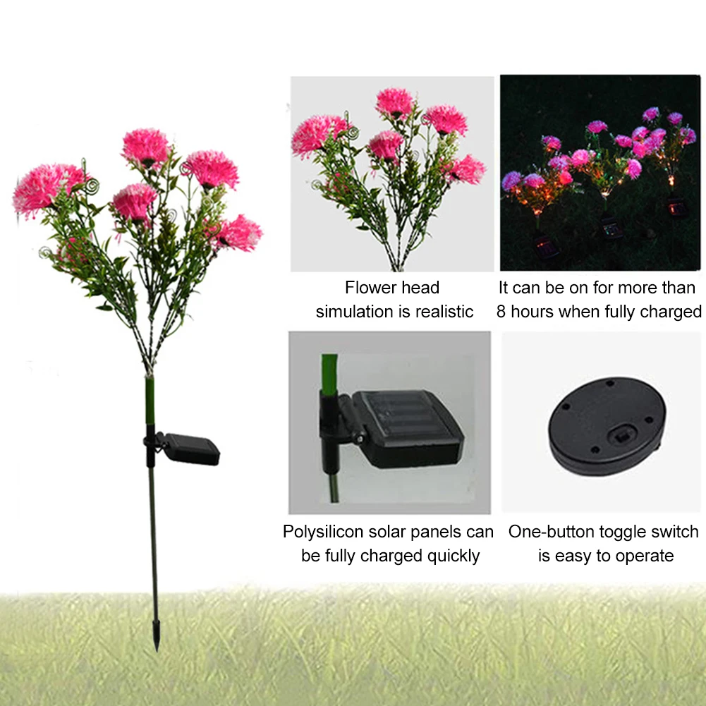 

2pcs Solar Powered Corridor Waterproof Pathway Outdoor Garden Street Courtyard Lawn Light Decorative Path Park Villa LED Flower