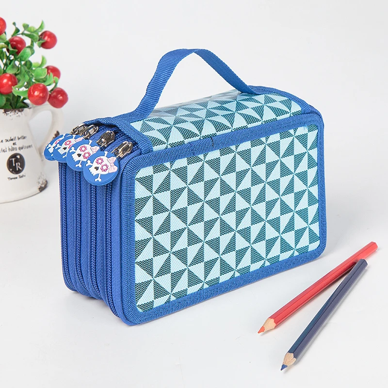 Kawaii 72 Отверстия Холст Эскиз пенал четыре Слои Оксфорд Большой Школьная Pencilbox для